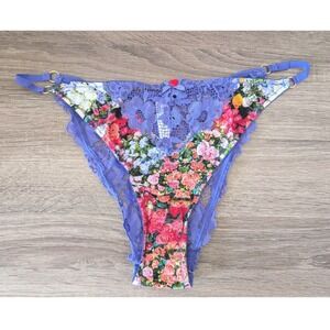 Cacique Purple Floral Lace Brazilian Panties Size 10/12